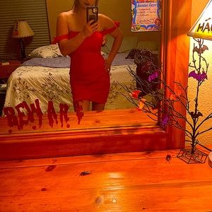 Beautiful skin tight red mini dress